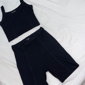 JLUX LABEL Brandy Black Ribbed Set